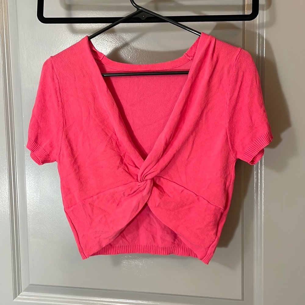 Hot pink v-neck top